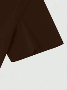 Manfinity Homme Plus Size Men's Solid Color Round Neck Short Sleeve Top And Shorts 2 Pieces Casual Outfit, Cozy Outfits - Multicolor - View 3