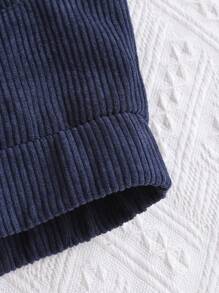 Manfinity VCAY Áo khoác dài tay ve vá vải gân, áo khoác màu xanh navy đơn giản có khóa kéo, thích hợp cho mùa thu đi chơi, quà tặng cho bạn bè, chồng, bạn trai - Nhiều màu - Xem 5