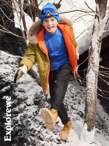 SHEIN Tween Boy 拼接长袖连帽休闲中长款毛领夹棉大衣