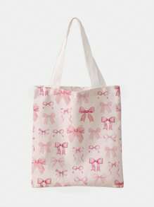 ROMWE Kawaii 多色蝴蝶结图案双面印花帆布手提袋