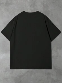 Manfinity Homme Men's Casual Santa Claus Printed Round Neck Short Sleeve T-Shirt, For Christmas - Black - View 2