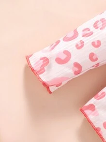 Girls' Simple And Fashionable Leopard Pattern And Solid Color Series Three Pieces Combination Base Long-Sleeved Underwear - Multicolor - View 6