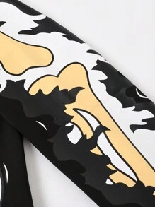 ROMWE MEN Street Life Kaos Crop Top Longgar Ukuran Besar, Gaya Jalanan untuk Pria - Hitam - View 8