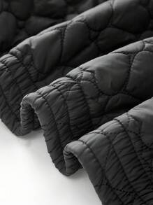 SHEIN SXY Plus Size Women Heart Quilted Padded Coat, Suitable For Fall & Winter, Date Night, Birthday, Bachelorette Party Outfit, Casual, Shopping, Streetwear, Going Out, Easy To Match & Looks Slim, Accent Your Body, Flatter The Figure