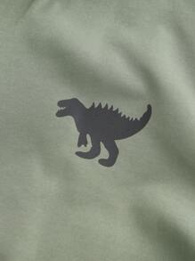 Manfinity Homme Men's Dinosaur Print Hooded Jacket, Green Casual Windbreaker For Outdoor Daily Wear