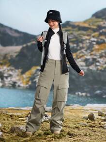 In My Nature Pantalones de carga casuales de unicolor para mujer, pantalones para exteriores