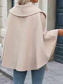 Flirla Manteau oversize femme de couleur unie avec taille cintrée, col revers, manches longues, adapté pour l'automne et l'hiver - Nude - Voir 2