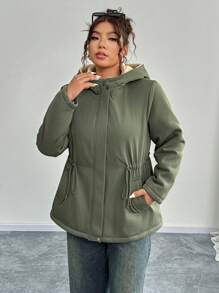 Calvaya Chaqueta con capucha y forro térmico informal de talla grande