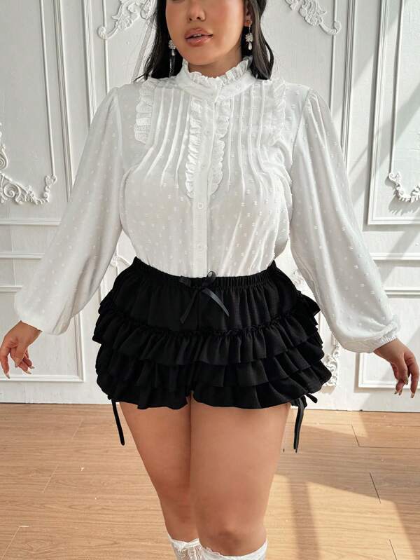 Lyrianda Casual Loose Retro Elegant White Long Sleeve Blouse