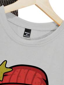 Manfinity Hypemode 超大号男士和标语印花 T 恤 - 灰色 - 查看 3