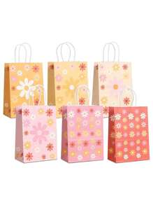 12 Stücke Sonnenblumen-Geschenktüten aus Kraftpapier, Geschenktüten im Großpackung für Geburtstags-Partytüten, Valentinstag, Hochzeit, Geburtstag - Verschiedenfarbig - Übersicht 1