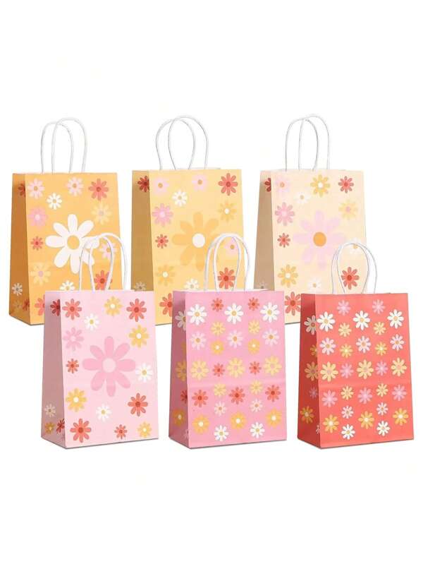 SHEIN 12 stuks Zonnebloem Thema Geschenkzakken Kraft Geschenkzakken Bulk Verjaardagszakken Voor Feest Goody Geschenkzakken Valentijnsdag, Valentijnsdag Bruiloft, Verjaardag