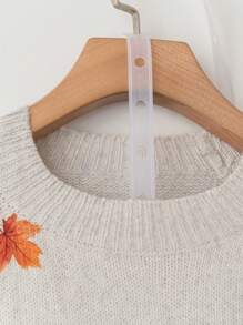 Linhara Plus Size Fall Crew Neck Long Sleeve Maple Pattern Casual Sweater, For Winter Knit Pullover - Apricot - View 6
