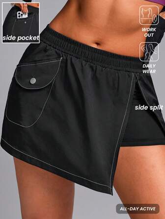 Innovista Women's 2-In-1 Side Split Zipper Sports Skort With Functional Skirts Includes Shorts, Golf Skirt, Tennis Woman Outfit , Y2K Skirts, Athletic Skirt,Fall Wear