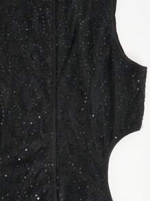 Hauture Damen Pailletten Spitzenkleid mit seitlichem Ausschnitt