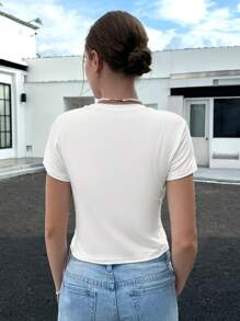 INAWLY Áo thun họa tiết Giáng sinh dễ thương hình cặp đôi bánh gừng, in họa tiết nơ cho bé gái dành cho nữ Áo thun họa tiết cho nữ - trắng - Xem 3