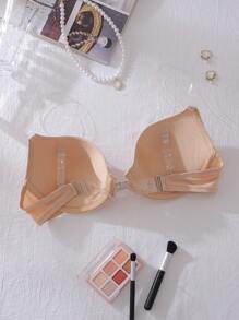 SHEIN Women's Solid Color Front Closure Simple Bra, Casual Daily Wear - Apricot - View 2