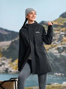 In My Nature 女士休闲前拉链连帽户外夹克，秋季 - 黑色 - 查看 7