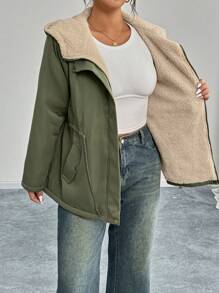 Calvaya Chaqueta con capucha y forro térmico informal de talla grande