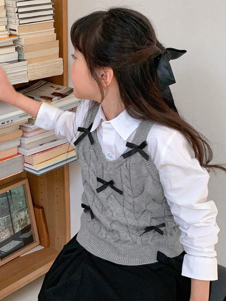 Tween Girl Butterfly Decor Knit Sweater For Fall,Back To School Clothes
