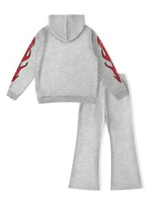 Manfinity EMRG Men's Casual Letter Print Hoodie & Pants Sweatsuit, Men 2 Pieces Set Sweats, Sweat Suit Set, Hoodie 2 Pieces Set, Fall Clothes