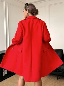 Calvaya 大码女式简约纯色宽松翻领外套，适合新年服装