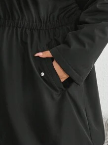 SHEIN CURVE+ Chaqueta con capucha y cintura acampanada para tallas grandes, para invierno