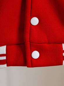 SHEIN Baby Boy Casual Daily Sports Street Fashion Fun Letter Embroidered Patch Baseball Jacket Long Sleeve, Suitable For Autumn/Winter, Baby Boy Jackets, Infant Jacket, Baby Boy Cardigan, Toddler Jackets, Jersey For Baby Boy