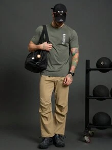 Gym Rark Camiseta Esportiva de Manga Curta Estilo Boyfriend Casual com Estampa de Letra para Homens - Azul bebê - Visão 5