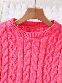 2 件套：Tween Girl 女童鹿绒针织套头衫 + 阔腿毛衣裤，休闲韩版，适合户外，秋冬 - 玫紅色 - 查看 5