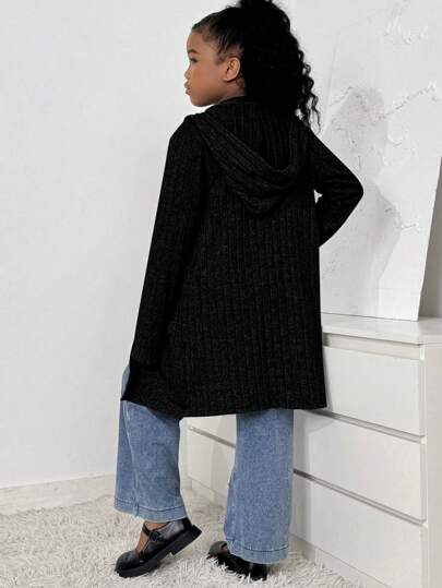 Sparklyn Tween Girl Casual Hooded Knit Cardigan