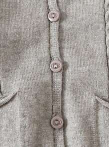 SHEIN Newborn Baby Girl Winter Warm Knitted Hooded Romper - Grey - View 4
