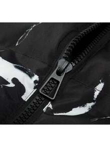 Manfinity Roghcode Men All-Over Print Zipper Front Sleeveless Padded Coat, Winter - Black - View 4