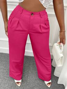 Slaydiva Pantalones rectos unicolor - Rosa Fucsia - Ver 5