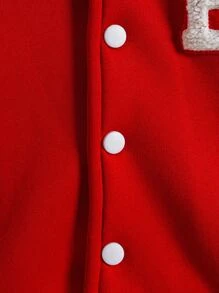 SHEIN Baby Boy Casual Daily Sports Street Fashion Fun Letter Embroidered Patch Baseball Jacket Long Sleeve, Suitable For Autumn/Winter, Baby Boy Jackets, Infant Jacket, Baby Boy Cardigan, Toddler Jackets, Jersey For Baby Boy