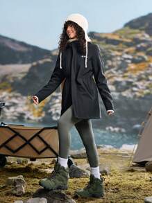 In My Nature Jachetă de exterior cu glugă casual cu fermoar pentru femei, potrivită pentru toamnă