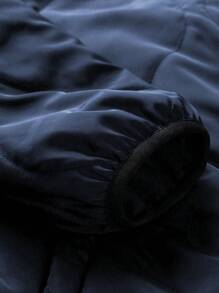 SHEIN LUNE Plus Size Minimalist Warm Hooded Zip-Up Padded Jacket, Suitable For Winter