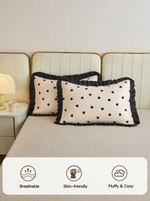 Bộ ga trải giường phong cách Pháp lãng mạn 2/3 món, bao gồm 1 ga trải giường và 1/2 vỏ gối, mềm mại và thoáng khí, thời trang và dễ thương, trang trí giường ngủ lý tưởng cho phòng ngủ và ký túc xá, phù hợp với giường đơn, giường đôi, giường cỡ Queen, giường cỡ King, đạt chứng nhận Oeko-Tex. - Nhiều màu - Xem 8