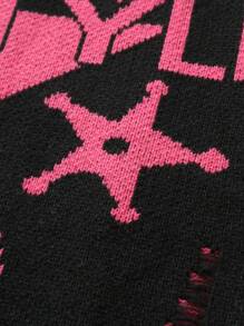 Manfinity EMRG Jersey grueso de cuello redondo con bloqueo de color y estampado de estrella de cinco puntas, de uso casual y versátil, para salir con amigos