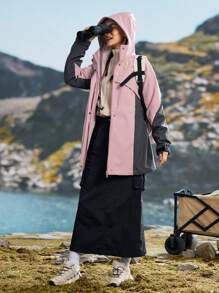 In My Nature 女士纯色撞色拉链前口袋简约长袖休闲上衣 - 淡紫色 - 查看 11