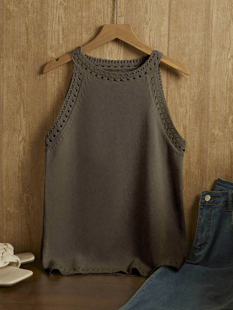 SHEIN Unity 女士简约纯色休闲围脖领针织毛衣 - 紫紅色 - 查看 1
