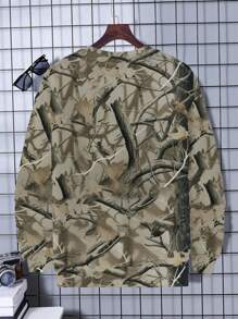 SHEIN 1pc Men's Retro Fashionable Casual Street Leaf Graphic Digitally Printed Crew Neck Sweatshirt - Multicolor - View 2