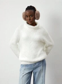 SHEIN Unity 1 Peça Suéter de Tricô com Gola Alta de Manga Longa, Casual e Básico para Mulheres, Confortável e Minimalista para Natal, Outono/Inverno