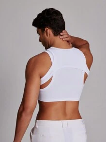 Manfinity 2pcs Men's Asymmetric Tank Top Set, Streetwear Sexy Inner Tank Top - White - View 3