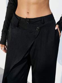 Aveloria Modichic Pantalones de traje de cintura alta, versátil, de alta calidad, con pierna ancha y asimétrica para uso en la oficina y viajes de la mujer