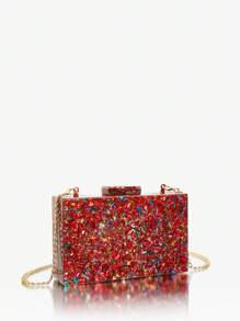 SHEIN SXY Túi xách cầm tay Acrylic nhiều màu đơn giản thời trang dành cho nữ, Túi xách cầm tay Acrylic nhiều màu, Quý cô, Phụ nữ, Tiệc cocktail, Tiệc tùng, Vũ hội, Câu lạc bộ, Hẹn hò, Sinh nhật, Buổi tối, Đêm hẹn hò, Túi xách buổi tối, Quà tặng Valentine sang trọng - Đỏ - Xem 4