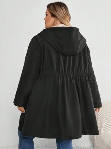 SHEIN CURVE+ Chaqueta con capucha y cintura acampanada para tallas grandes, para invierno