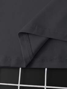 Manfinity Homme Nam Màu thuần Thả vai Áo thun Với Lá thư - Màu xám đen - Xem 4