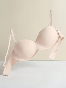 1 件女士单肩防滑钢圈文胸 - 杏色 - 查看 7
