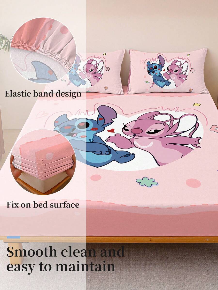 1pc Stitch Fitted Sheet, Matress Cover, Lilo & Stitch, Christmas